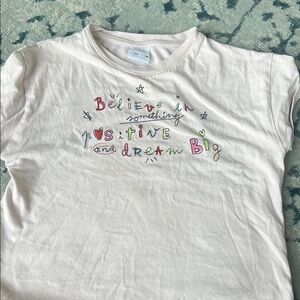 Zara White Short Sleeve Tee with Playful Text Design